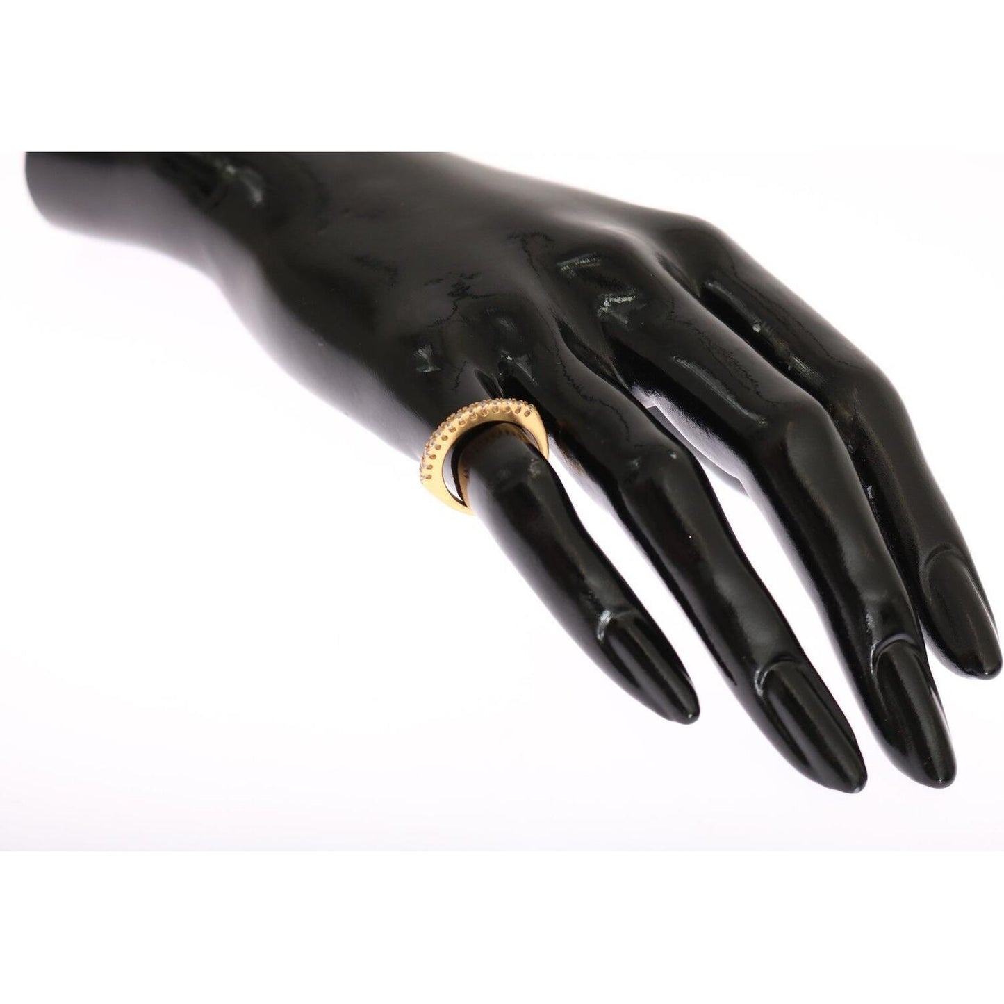 Nialaya Gold Authentic Womens Clear CZ Gold 925 Silver Ring Ring