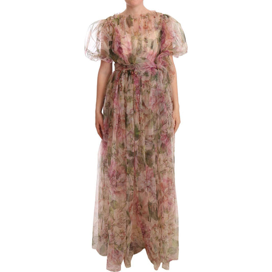 Dolce & Gabbana Multicolor Floral Print Long Maxi Gown Dress DR28178-40