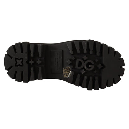 Dolce & Gabbana Black Leather Studded Combat Boots