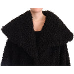 Dolce & Gabbana Black Polyester Fur Trench Coat Jacket JKT3044-36