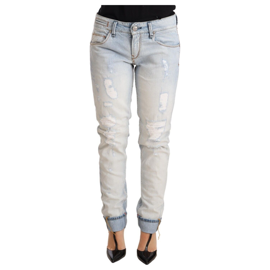 Acht Chic Light-Blue Folded Hem Denim Jeans Jeans & Pants Acht Gray