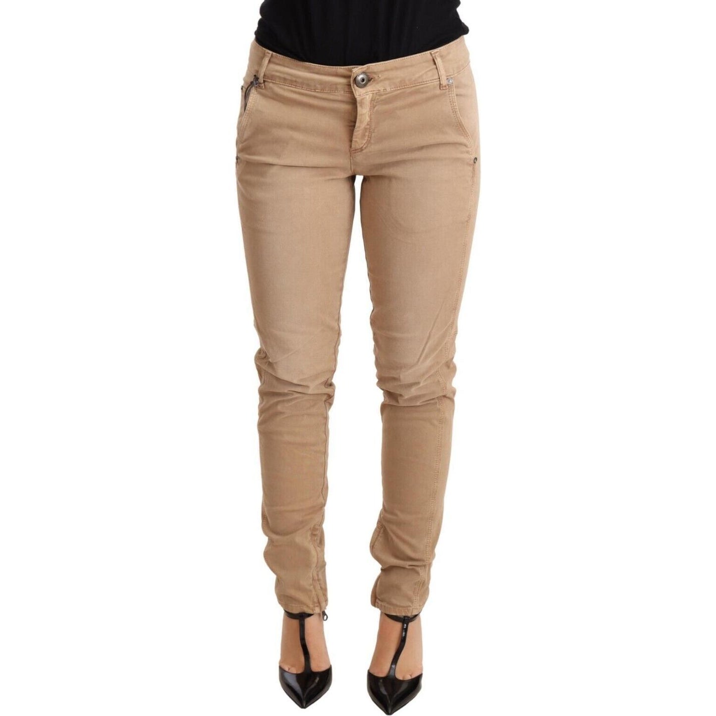 Ermanno Scervino Brown Low Waist Skinny Denim Trouser Cotton Jeans Jeans & Pants