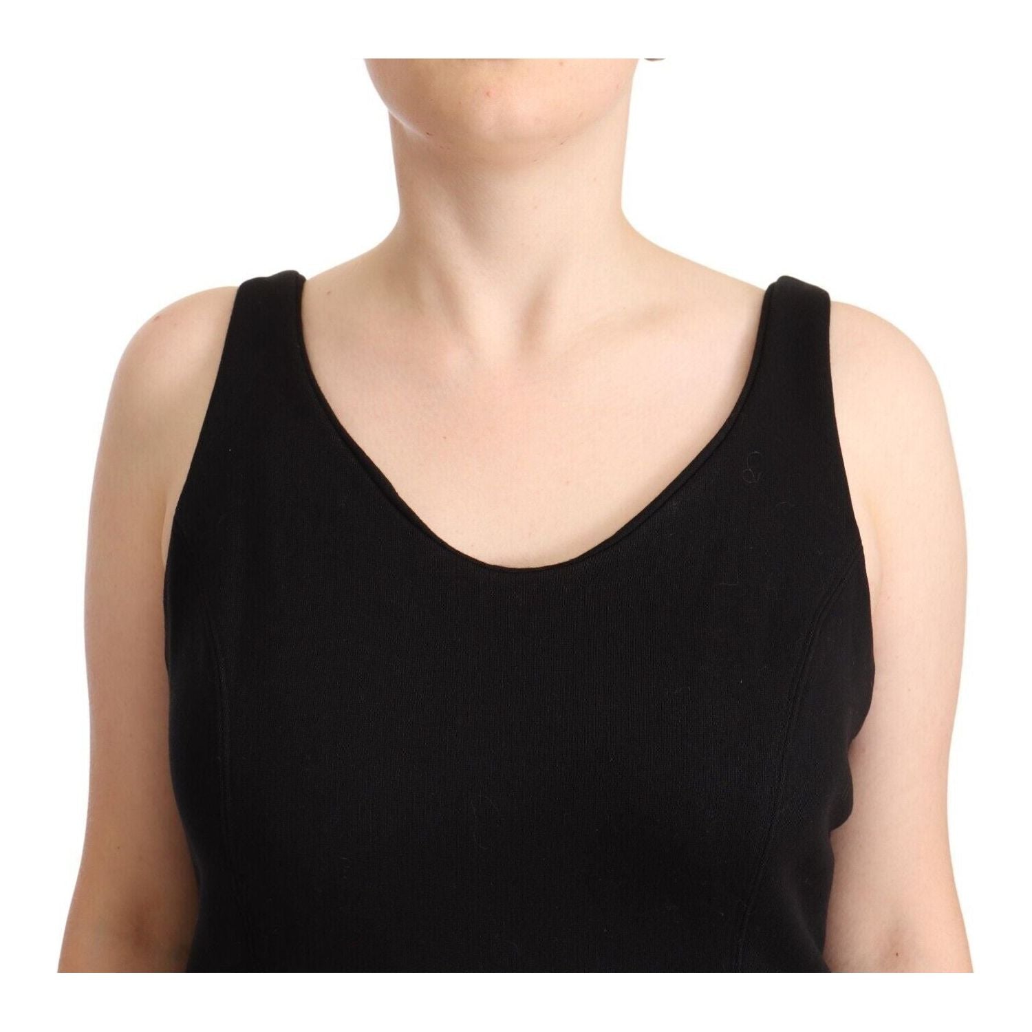 Ermanno Scervino Black Cotton Sleevelesss Tank Casual Top