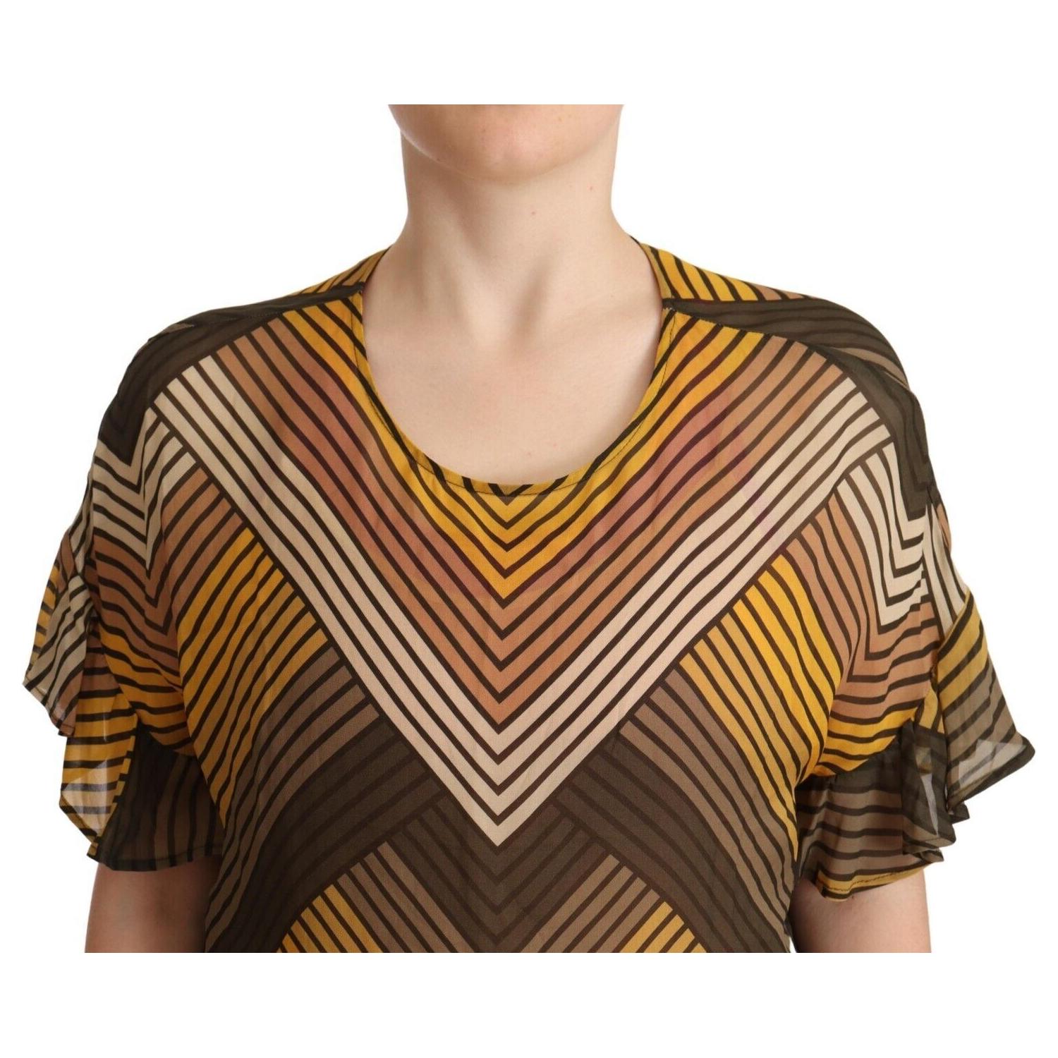 Twinset Multicolor Stripes Short Sleeves Round Neck Top Blouse
