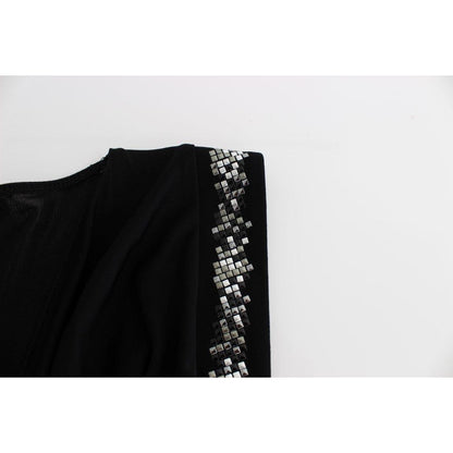 Roccobarocco Black Embellished Jersey Mini Sheath Short Dress Dresses