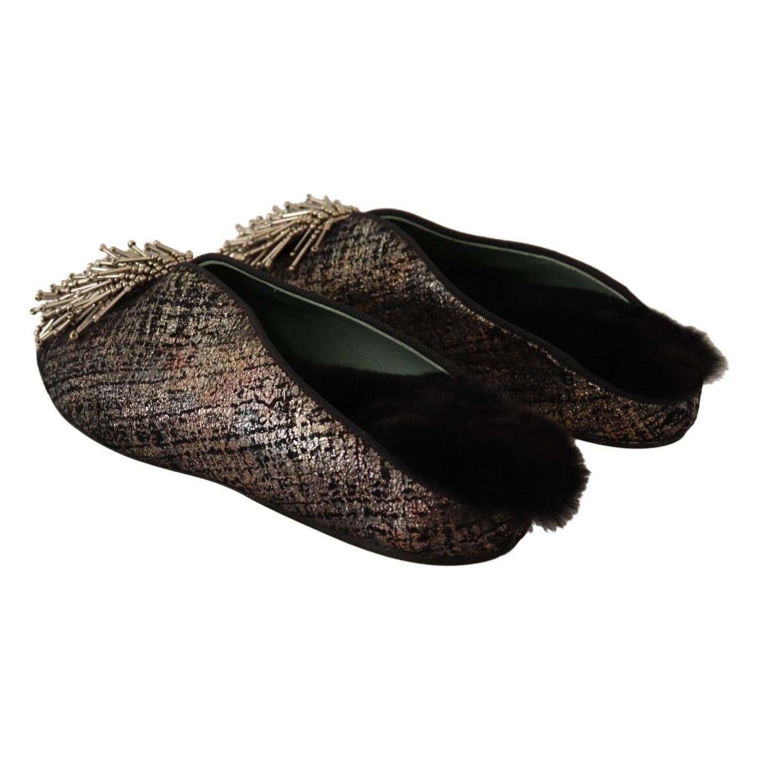 金色魔法皮革平底鞋