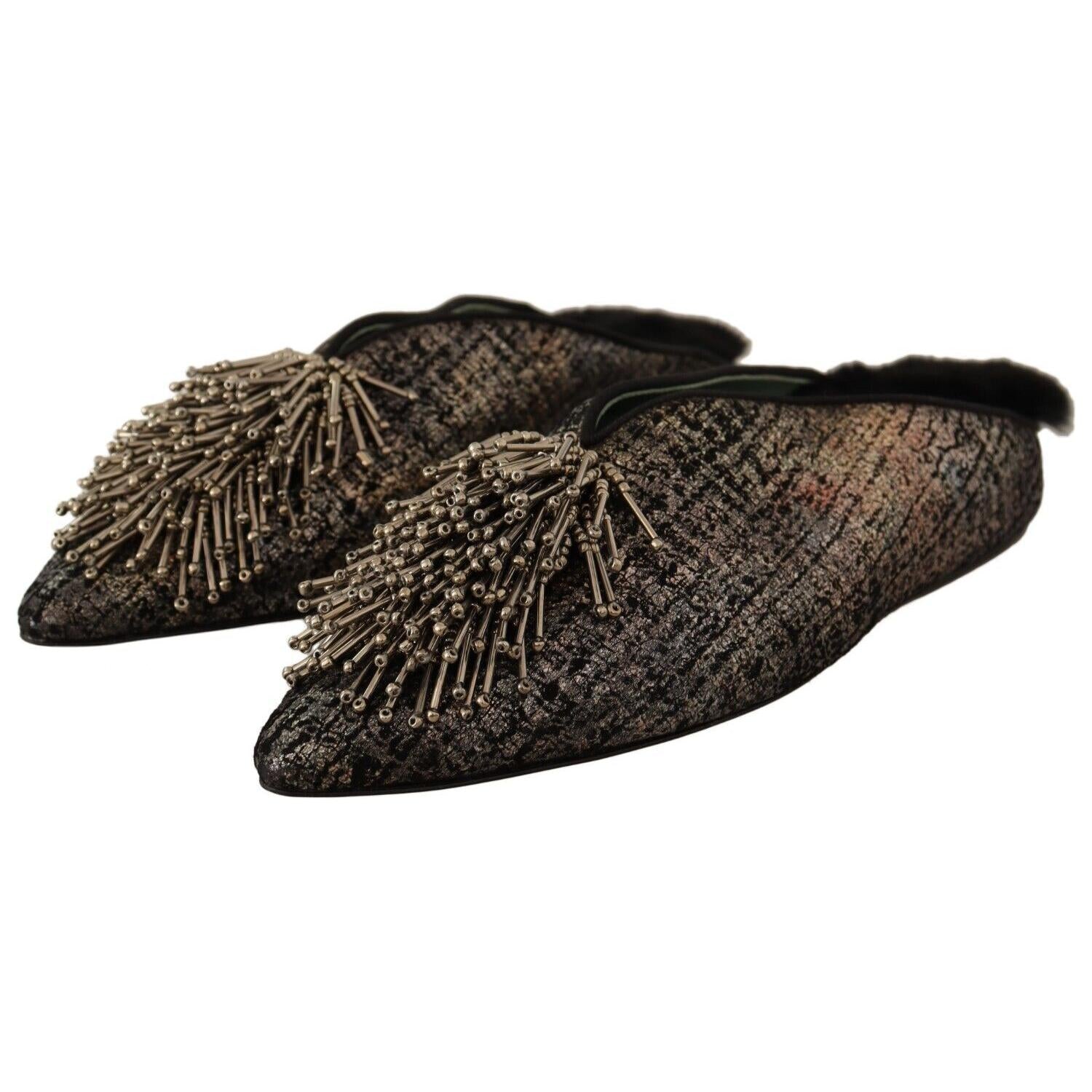 金色魔法皮革平底鞋