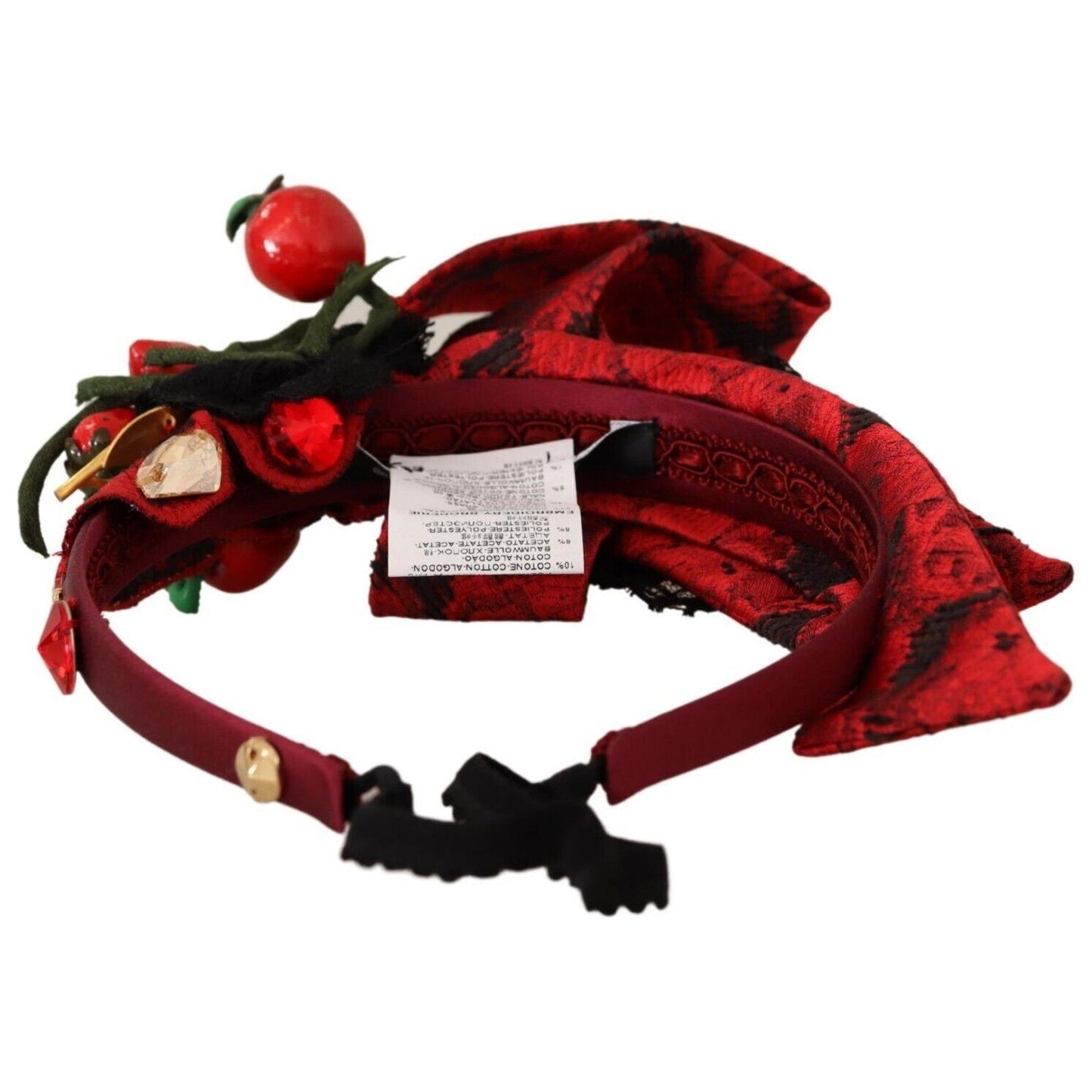 Dolce & Gabbana Red Tiara Berry Fruit Crystal Bow Hair Diadem Headband