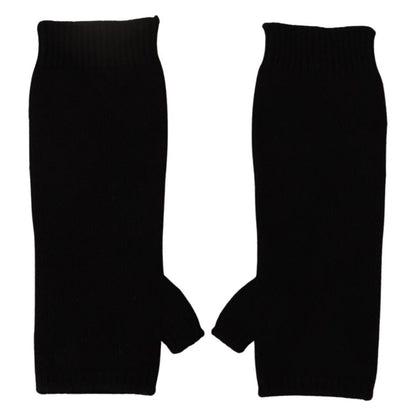 Dolce & Gabbana Black Knitted Fingerless Elbow Length Gloves