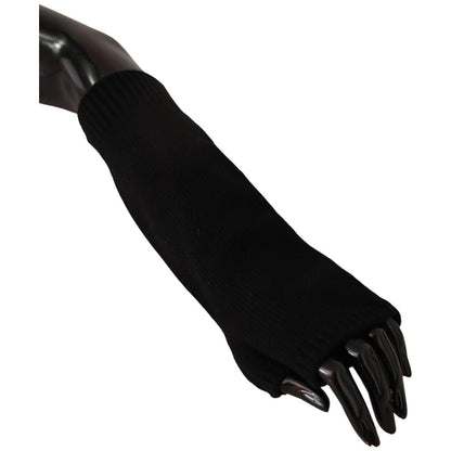 Dolce & Gabbana Black Knitted Fingerless Elbow Length Gloves