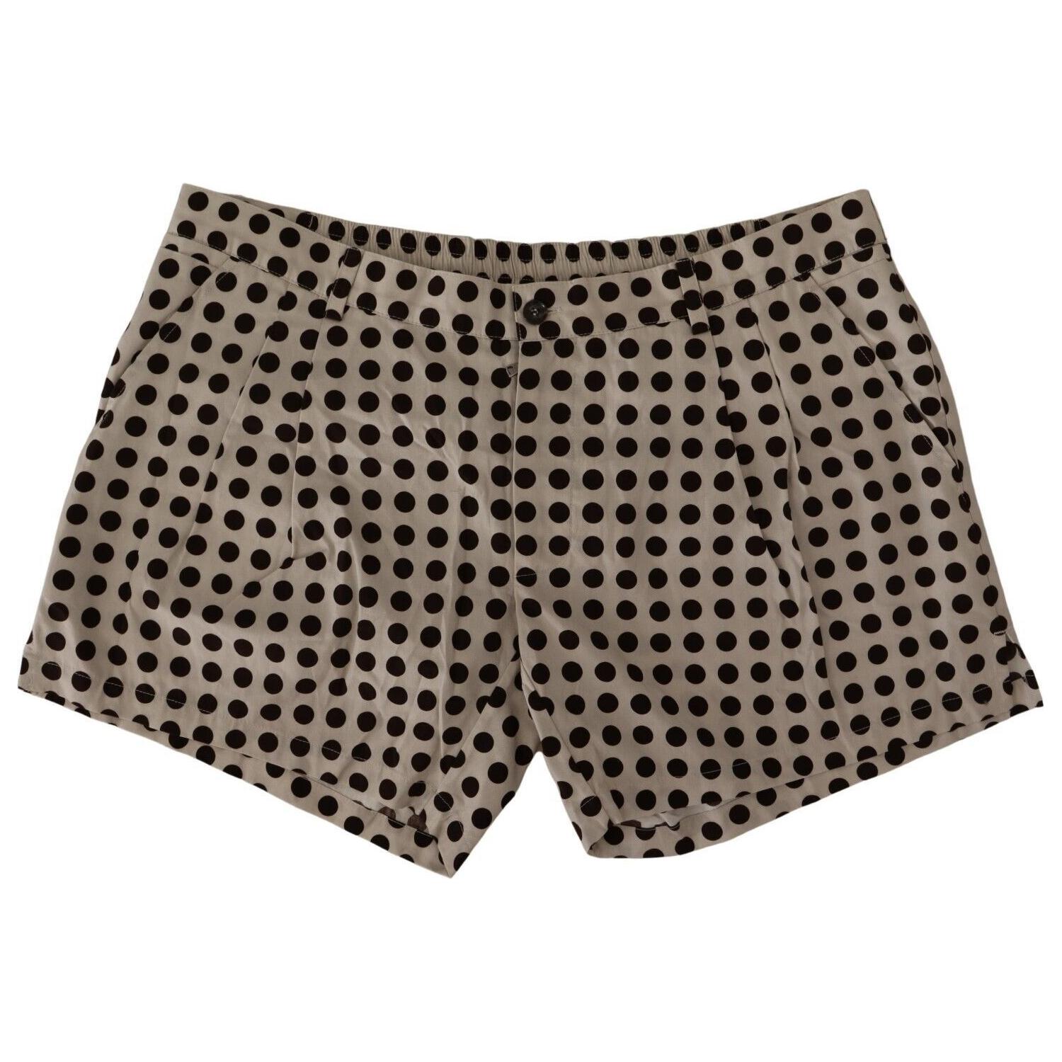 Dolce & Gabbana Black White Polka Dots Cotton Linen Shorts