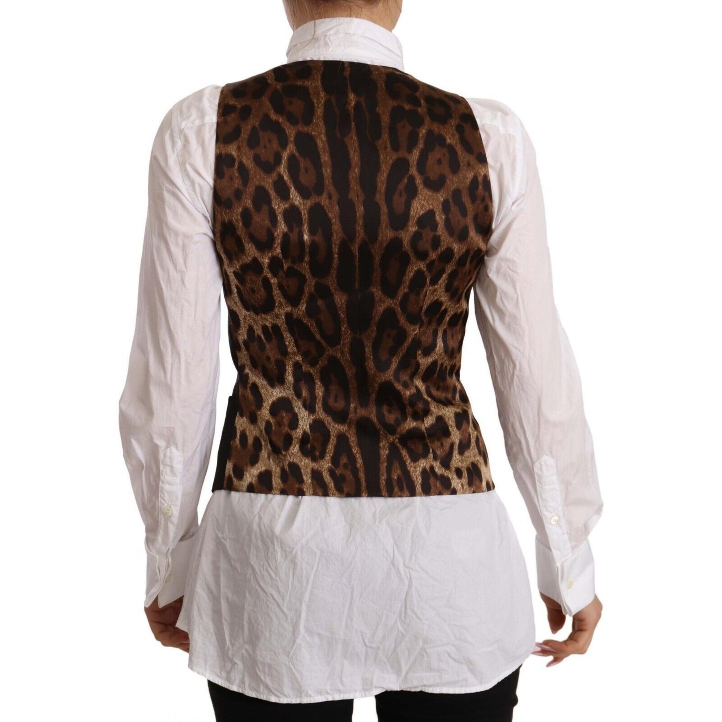 Dolce & Gabbana Black Button Down Sleeveless Vest Polyester Top