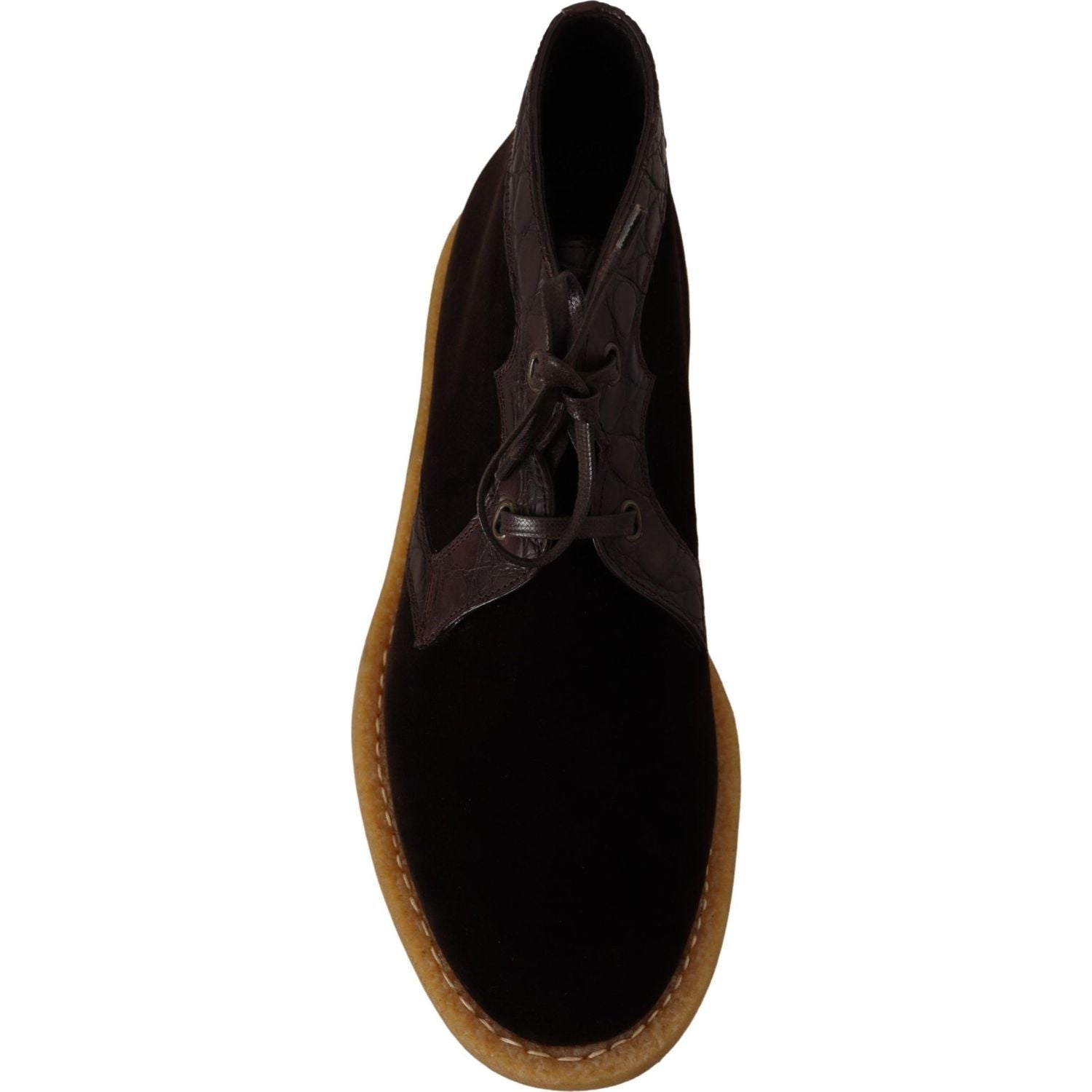 حذاء الكاحل من جلد الكايمان الغريب من دولتشي آند غابانا باللون البني