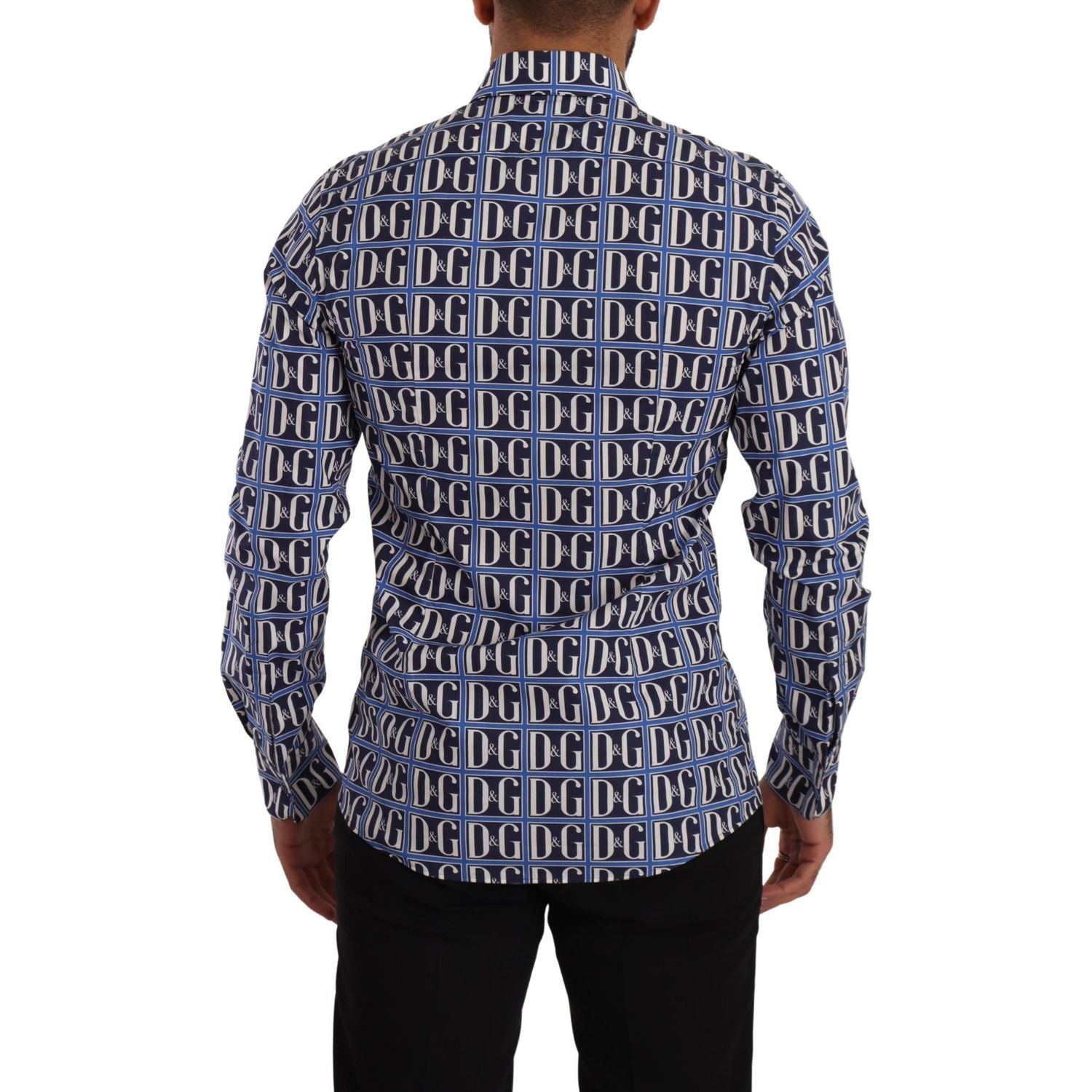 Dolce & Gabbana Blue Logo Mania Slim Fit Cotton Shirt