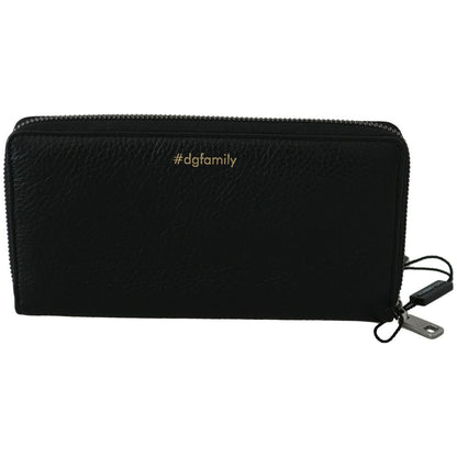Dolce & Gabbana Black Red Leather #DGFAMILY Zipper Continental Wallet