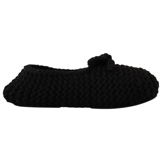 Dolce & Gabbana Elegant Black Wool Knit Ballet Flats Dolce & Gabbana Black