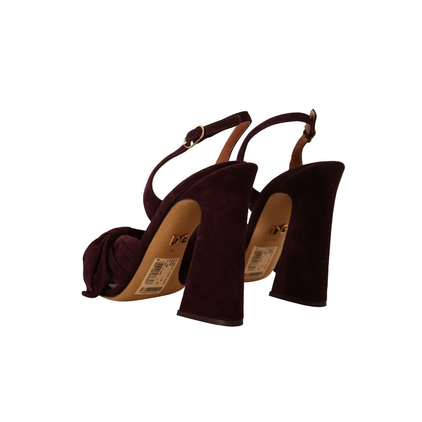Dolce & Gabbana Dark Purple Suede Ankle Strap Sandals Shoes