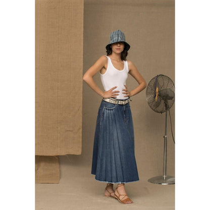 Don The Fuller Blue Cotton Women Skirt Jeans & Pants