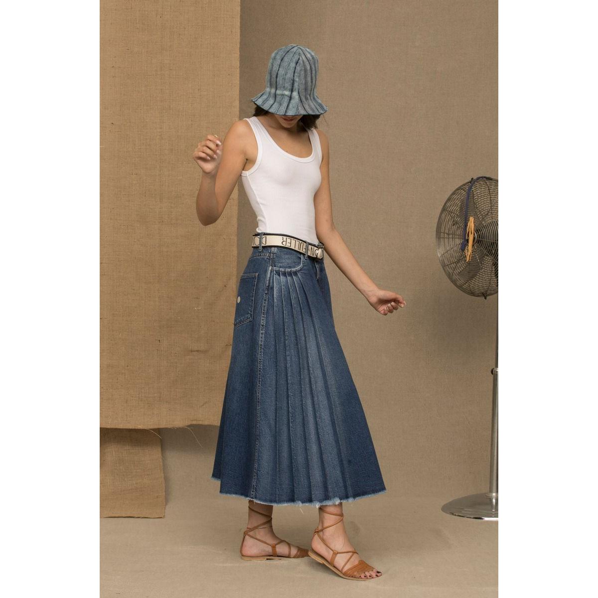 Don The Fuller Blue Cotton Women Skirt DO-6921-31