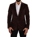 Dolce & Gabbana Brown Corduroy Slim Fit Coat DG Logo Blazer KOS1924 - 50