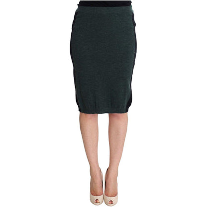MILA SCHÖN Green Wool Blend Pencil Skirt