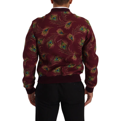Dolce & Gabbana Red Peacock Polyester Stretch Full Zip Jacket