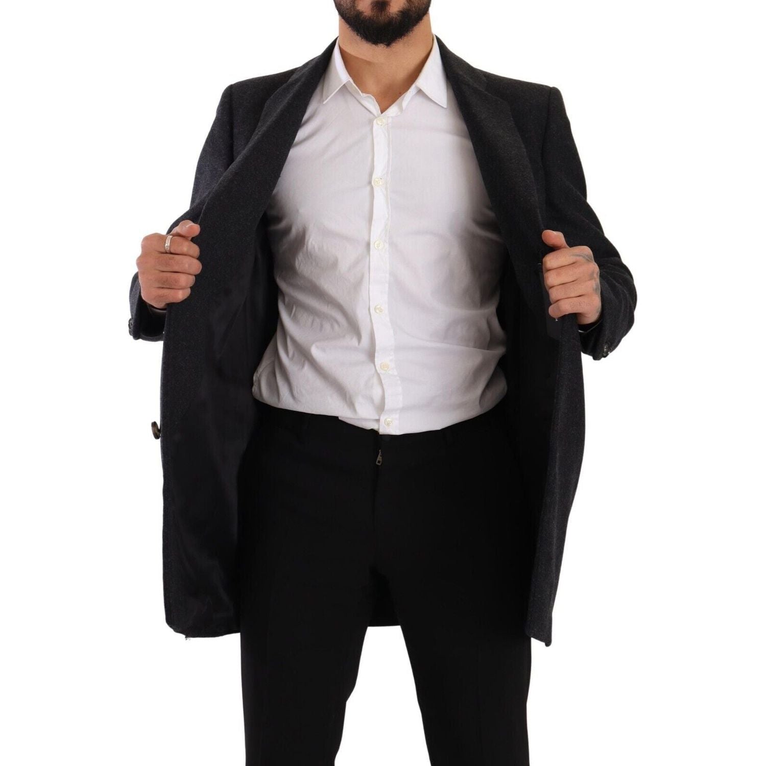 优雅深灰色羊毛大衣