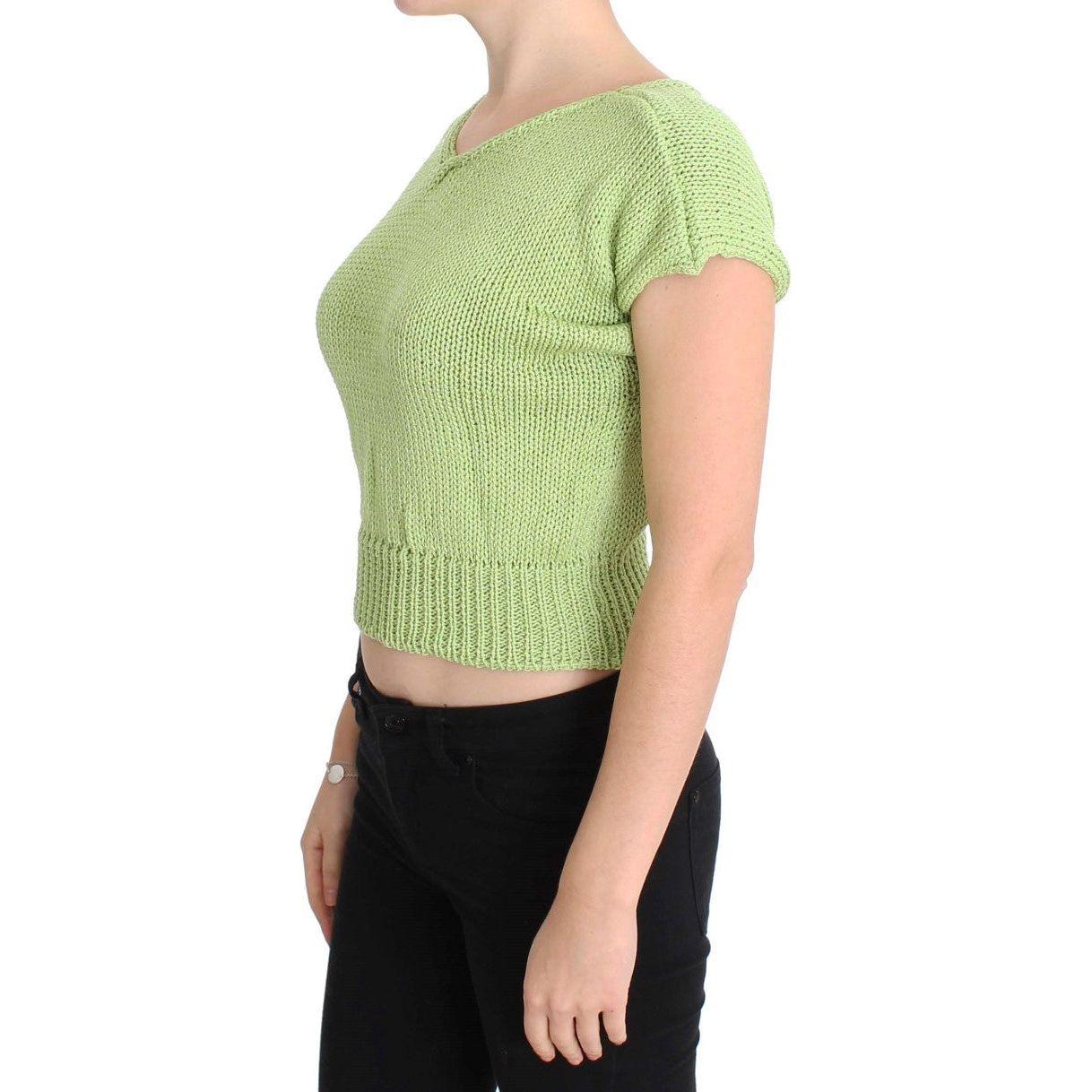 PINK MEMORIES Green Cotton Blend Knitted Sweater