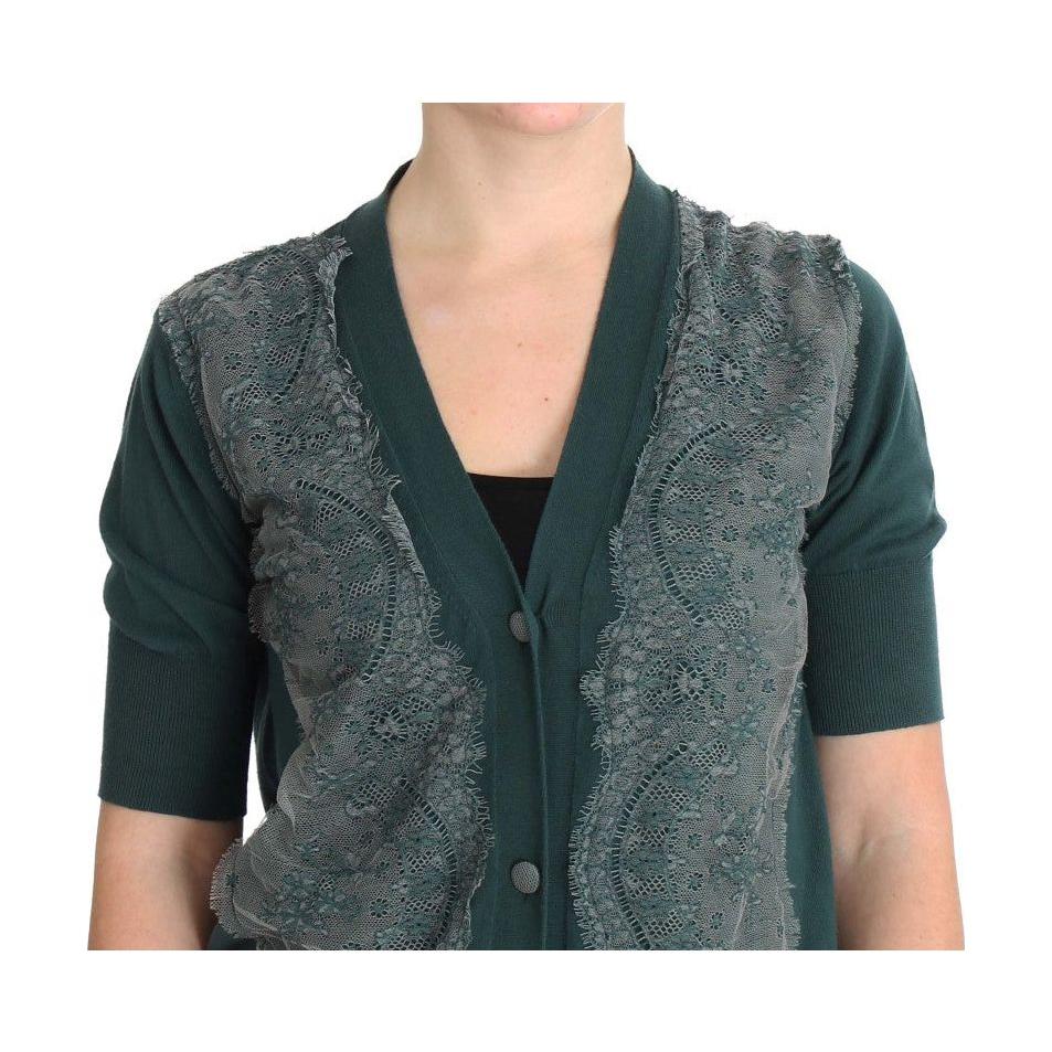 优雅绿色蕾丝开衫