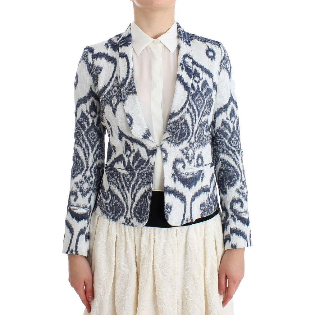 优雅双色蓝色短款西装外套