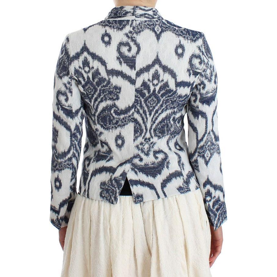 优雅双色蓝色短款西装外套