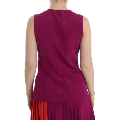Barbara Casasola Purple Silk Sleeveless Blouse Top