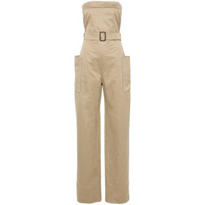 Saint Laurent strapless belted cotton jumpsuit Jumpsuits