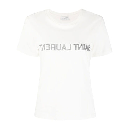 Saint Laurent Reverse Logo Print T-shirt Topwear