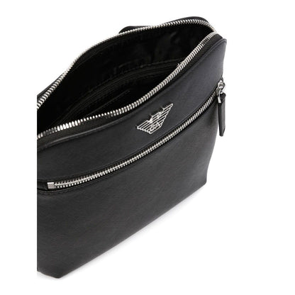 Emporio Armani ASV regenerated Saffiano leather flat shoulder bag with eagle plate