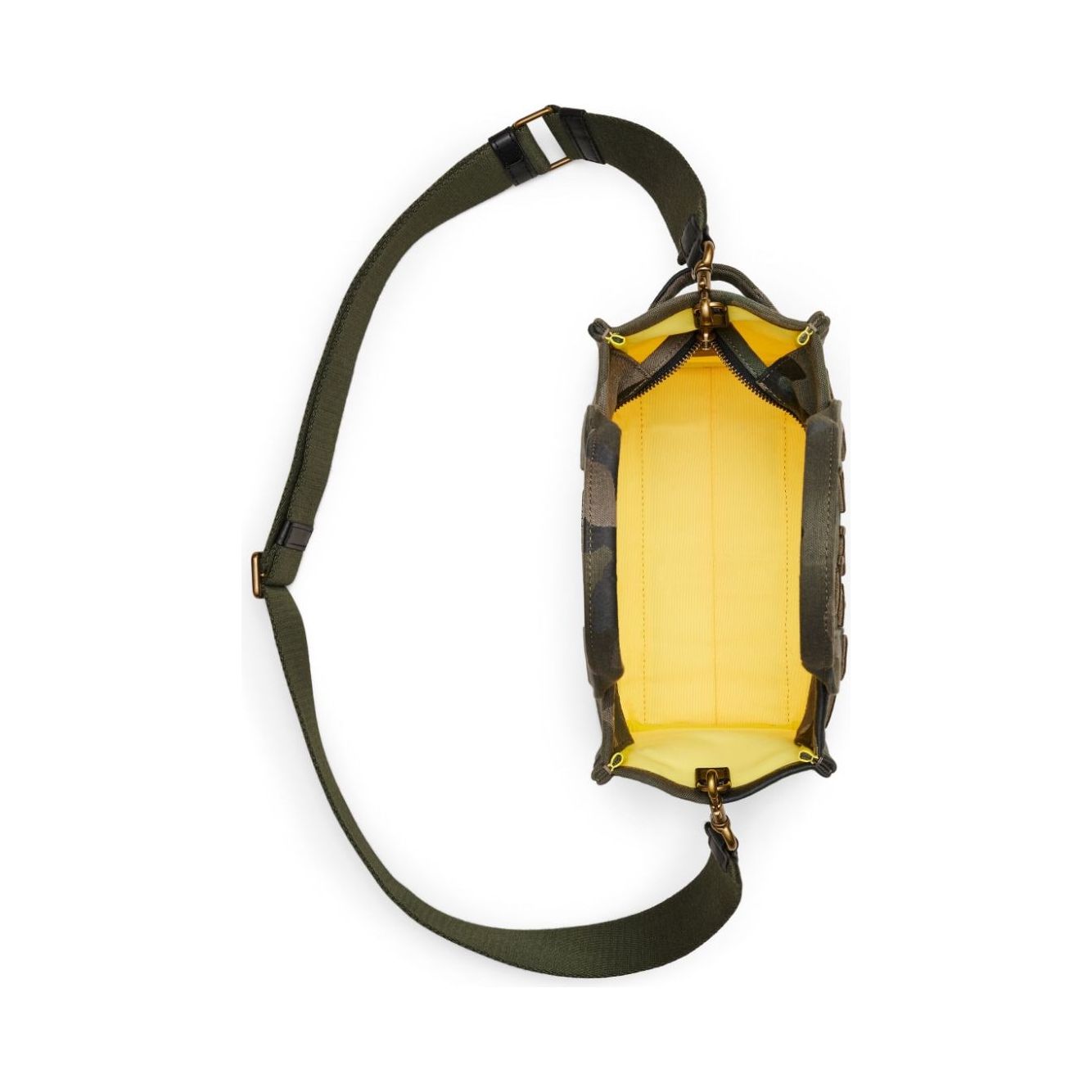 Front view with bag zipped and handles upright.