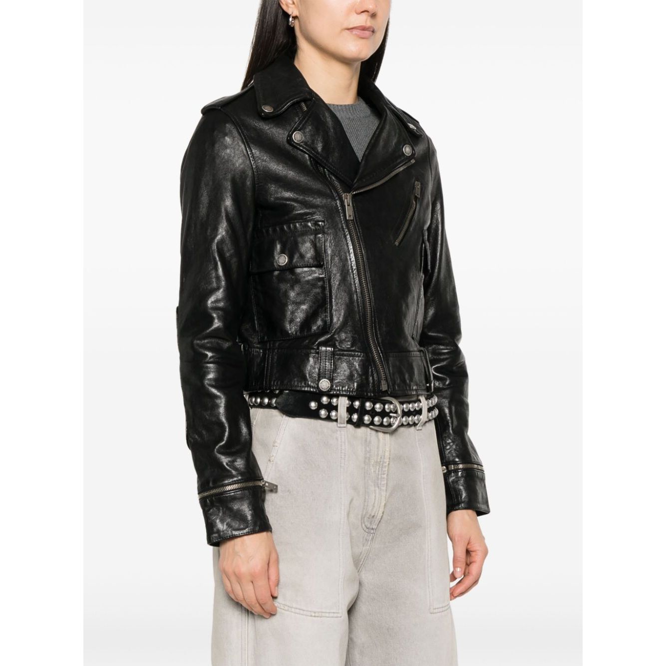 Golden Goose leather jacket with shiny effect