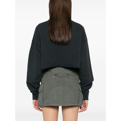 Golden Goose Cropped Cotton Sweatshirt with Crystals on the Front