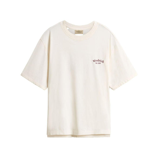 Woolrich Pure Pima Cotton T-Shirt with Logo Topwear Woolrich Beige