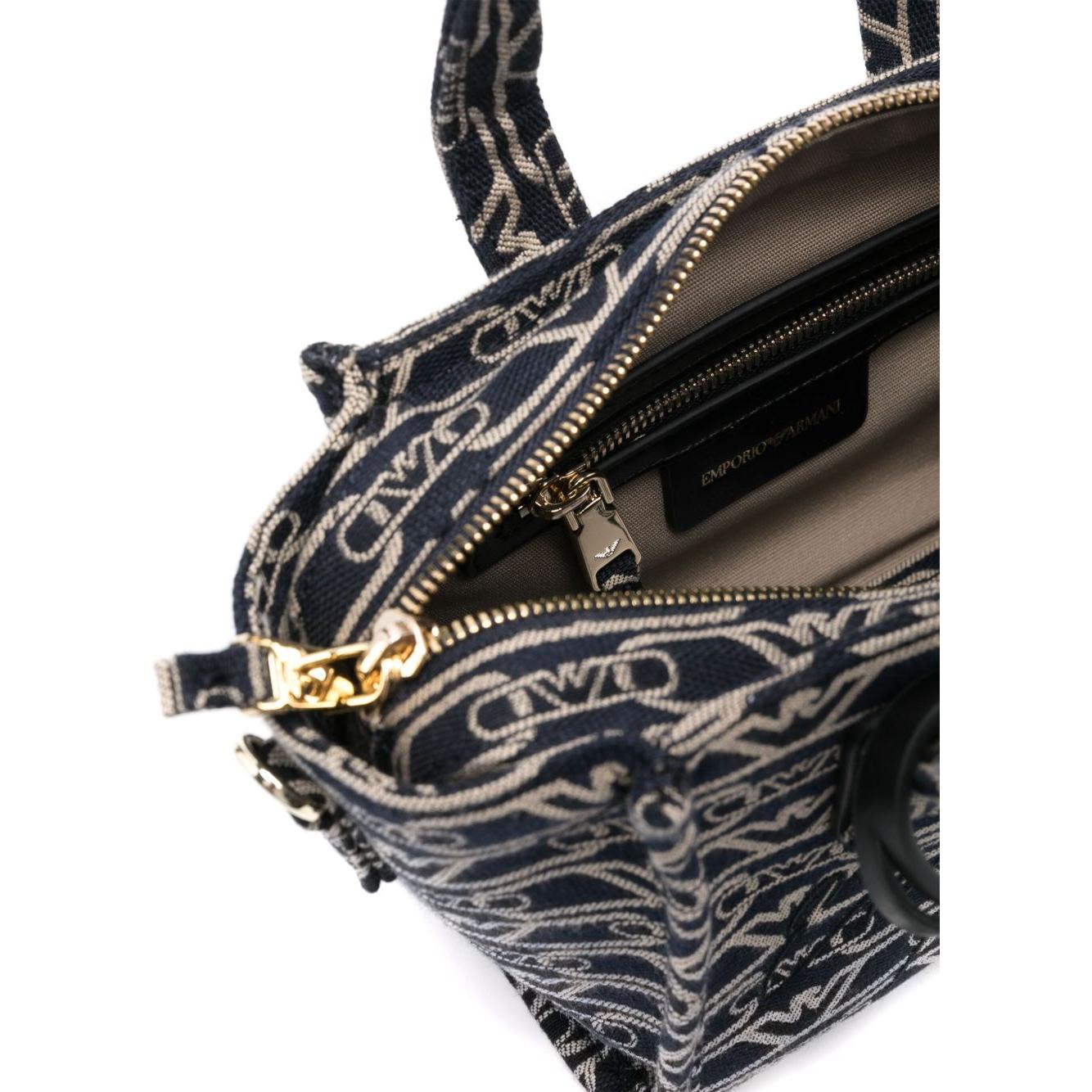 Front view with bag zipped and handles upright.