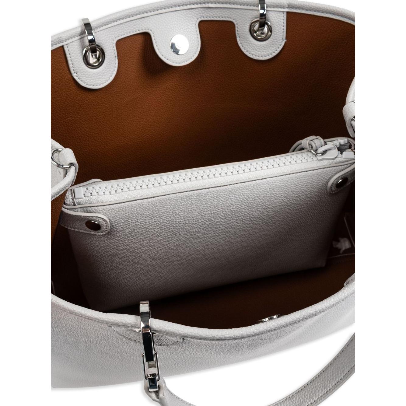 Front view with bag zipped and handles upright.