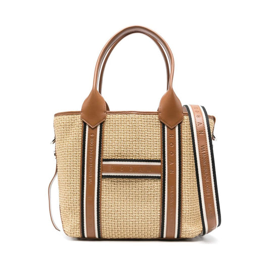 Hogan Pre Hogan Script Medium Tote Bag Handbag Hogan Pre Tan