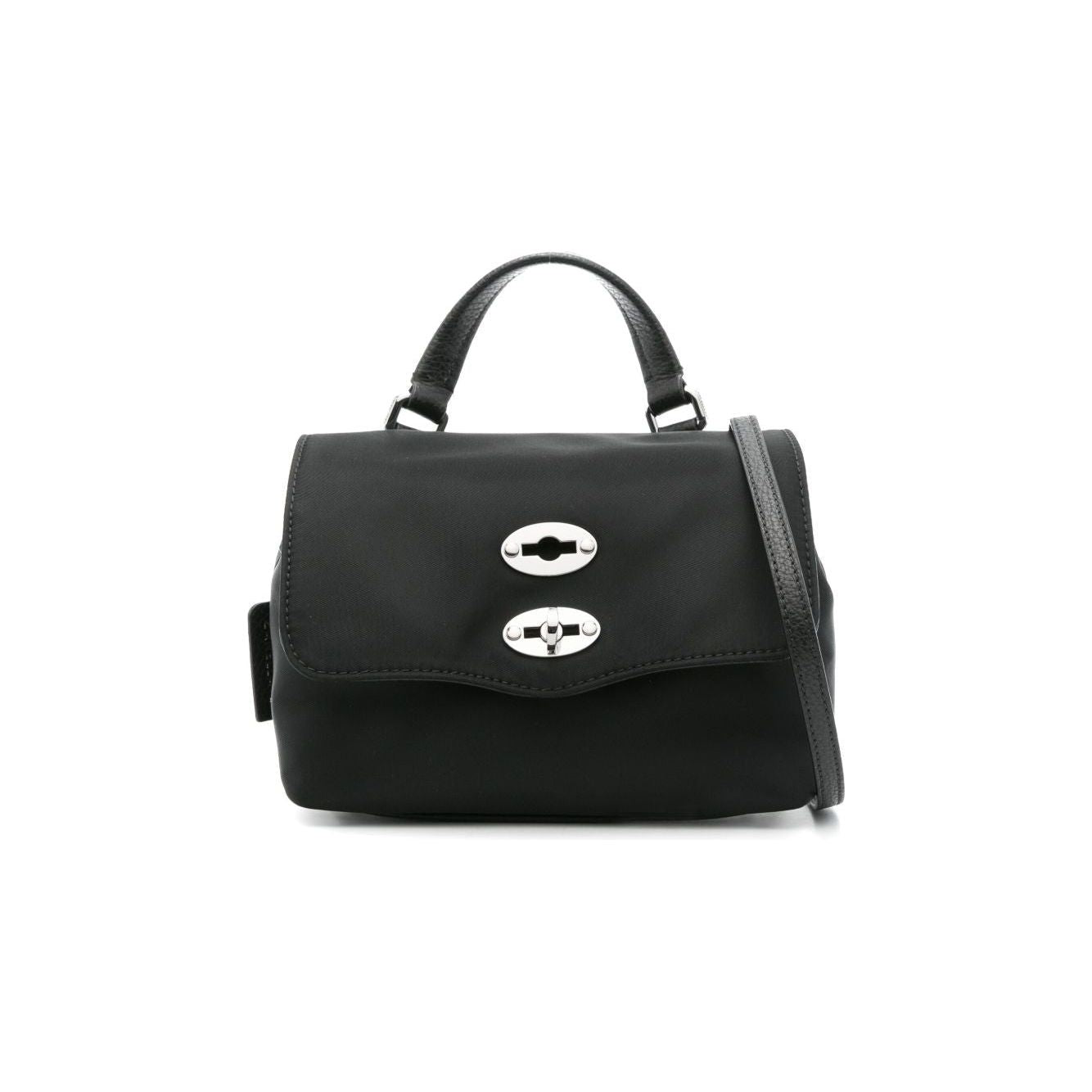 Front view with bag zipped and handles upright.