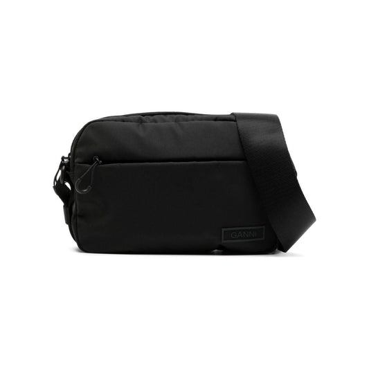 Ganni logo-patch crossbody bag Shoulder Ganni Black