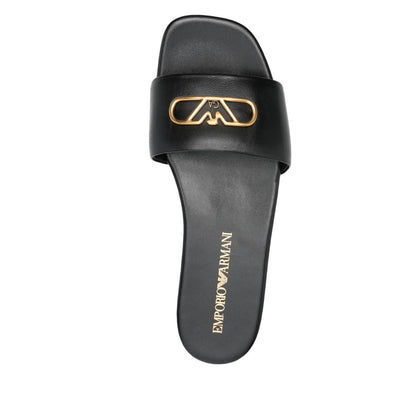 EMPORIO ARMANI EXCLUSIVE Emporio Armani Nappa-leather sandals with eagle plate Sandals