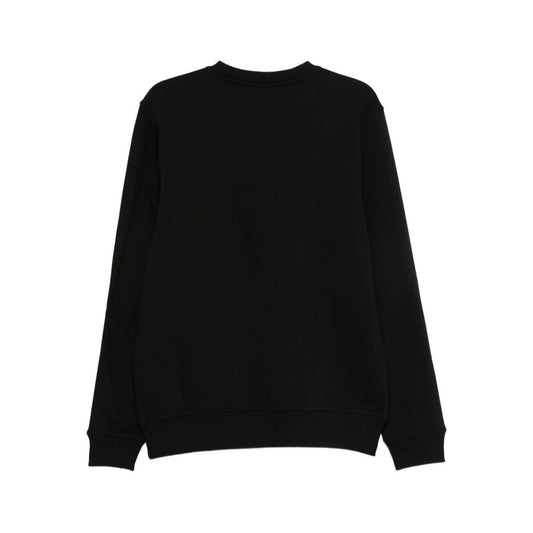 PS By Paul Smith Sweaters Black crew neck cotton sweatshirt with embroidered logo, long sleeves, back view.