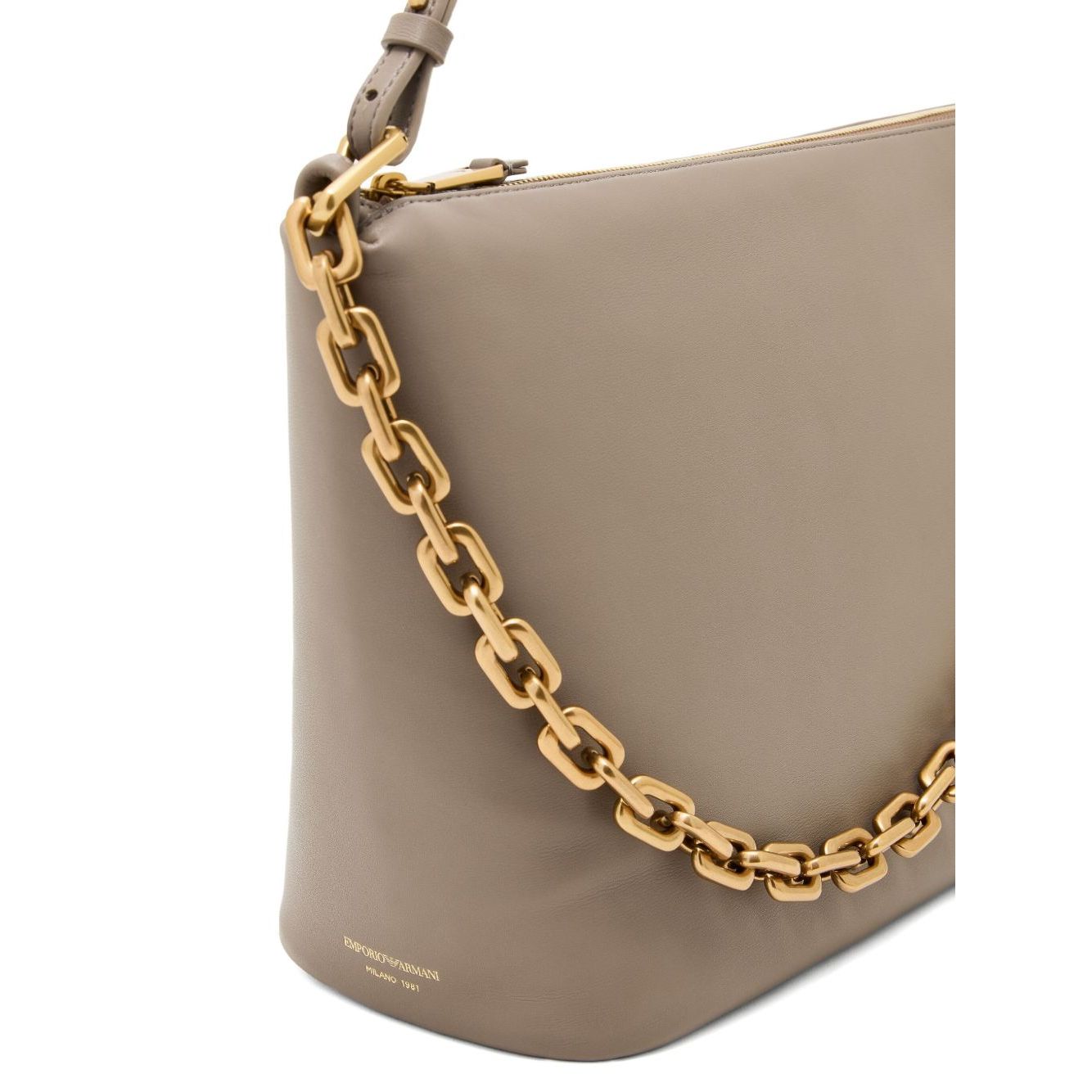 Emporio Armani Medium leather hobo bag with chain