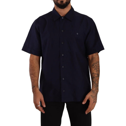 Dolce & Gabbana Elegant Navy Blue Button-Down Casual Shirt Dolce & Gabbana Black