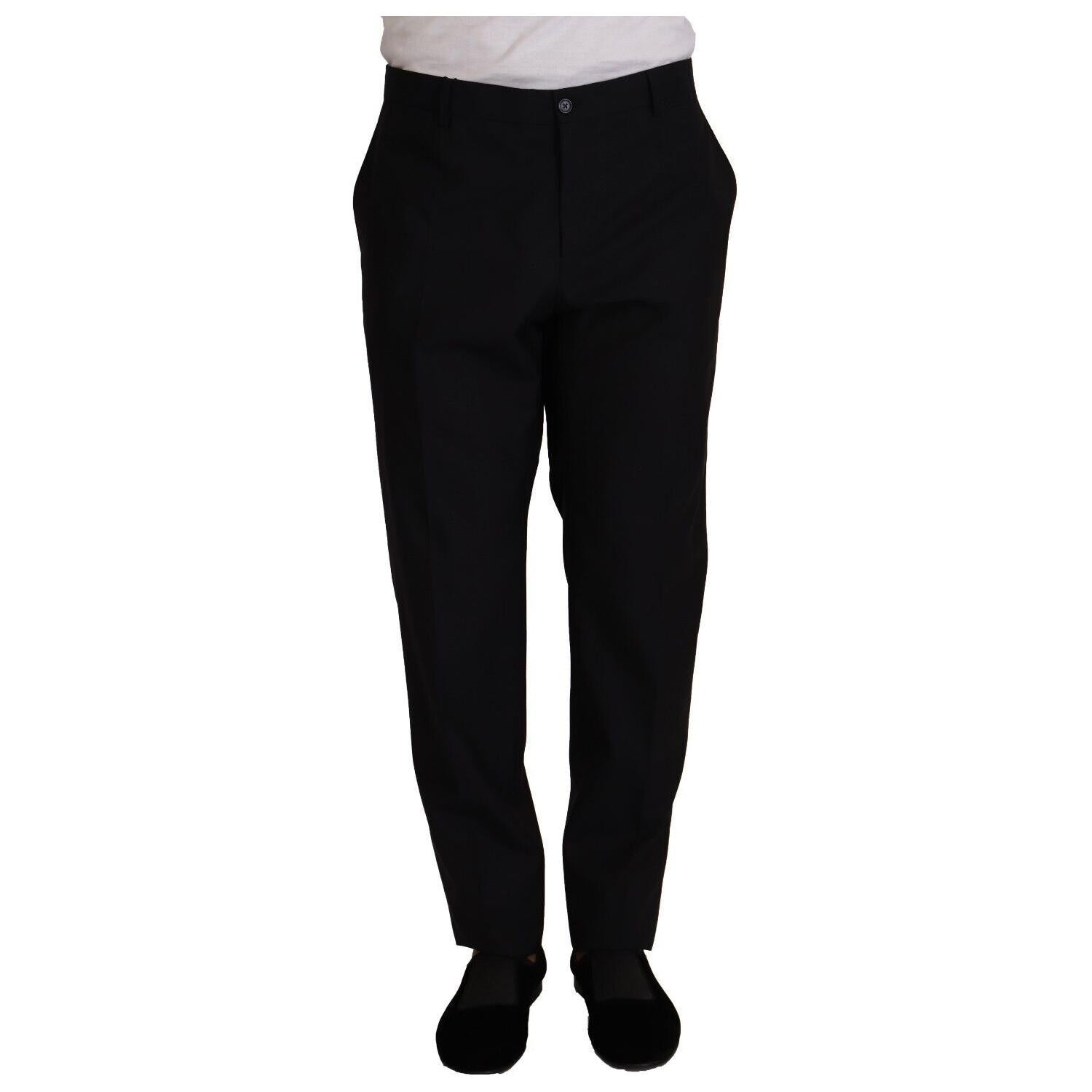 بنطلون سهرة أنيق من الصوف والحرير باللون الأزرق الداكن من دولتشي آند غابانا