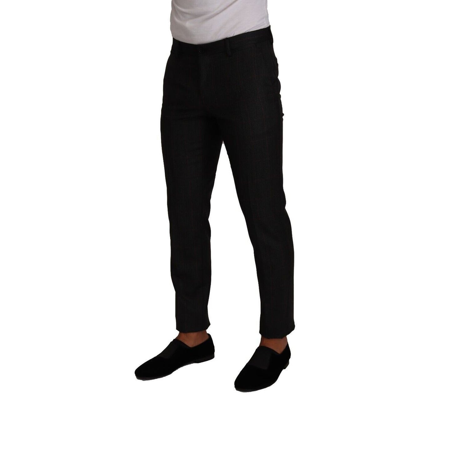 Dolce & Gabbana Gray Check Wool Formal Trouser Dress Pants